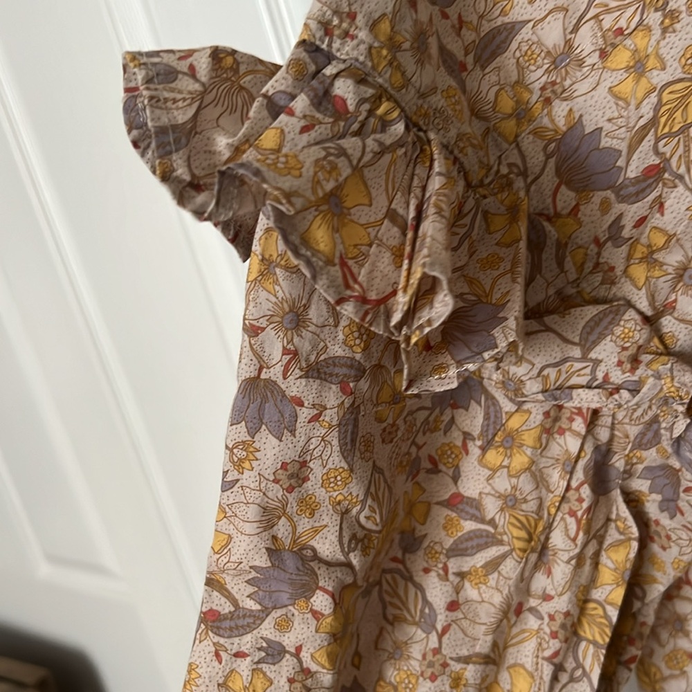 Madewell Floral Ruffle-Sleeve Blouse in Beige, Brown, Taupe - Picture 3 of 5